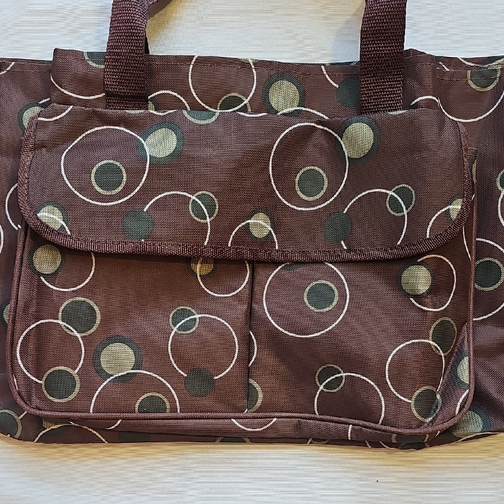 Chic Brown Circle Pattern Tote Bag - image 3